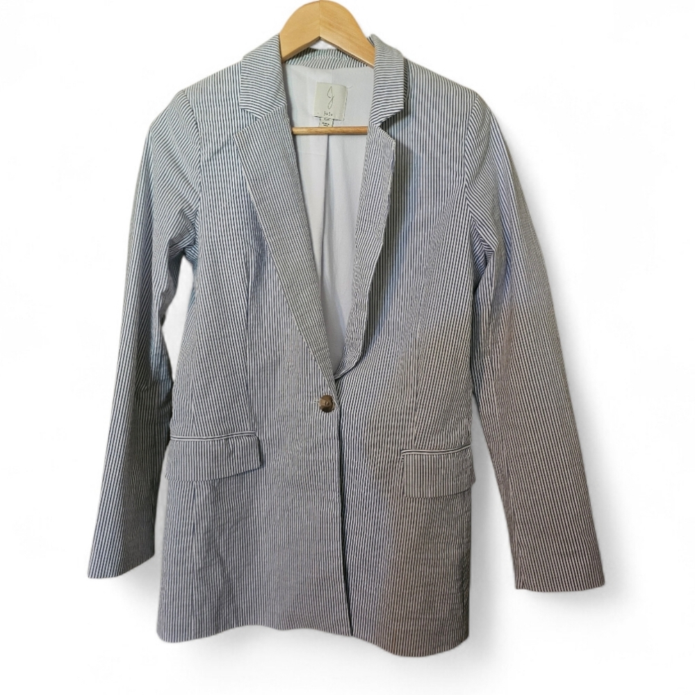 JOIE Sheersucker Blue White Boyfriend Blazer - Small